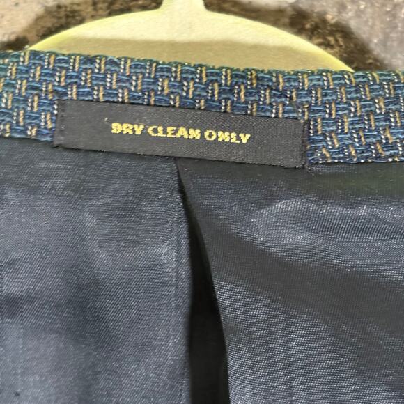 VTG Givenchy Monsieur 3 Button Houndstooth Blazer Blue Gray Corpcore Office - Picture 12 of 16